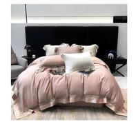 LBRTMED Bed Four Pieces Set, 100S Egyptian Cotton Houndstooth Hollow Out Broad Side Luxury Bedding Set Queen King Size Duvet Cover Set Bed Sheet Pillowcases(Grey,Queen Size 4pcs)