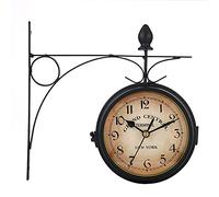 LBRTMED Double Sided Wall Clock Outdoor Retro Clock with Waterproof Crystal Glass Mirror Rotated 360 Degree Station Clock for Garden Decor