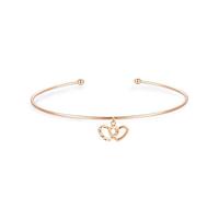 LBRTMED Epinki 18K Rose Gold Women Double Heart Bracelet Cuff Bracelet