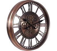 LBRTMED Gear Clock with Moving Gears, Industrial Vintage Wall Clock with Roman Numerals, Steampunk Clock Silent Non-Ticking for Living Room Office Home Decor