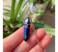 LBRTMED Healing Jewelry Natural Stone Pendant Wire Wrap Hexagonal Bullet Amethysts Quartz Crystal Necklace Pendulum Chakra Pendulo-Red Jasper