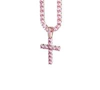 LBRTMED Hip Hop Cross Pendant Necklace Micro Pave Cubic Zirconia Egyptian Style Necklace 24" 30" Chain-Gold Color,20 inch