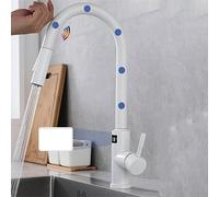 LBRTMED Kitchen Intelligent Digital Led Temperature Display White Hot Cold Water Pull Out Touch Sensor Swing Wash Basin Water Tap