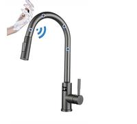 LBRTMED Kitchen Intelligent Digital Led Temperature Display White Hot Cold Water Pull Out Touch Sensor Swing Wash Basin Water Tap