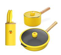 LBRTMED Kitchenware Set Complete Household Pot Set Three-Piece cookware Set Kitchen Non-Stick Pot Combo Set Pot(Without Knife) (Color : Argento) (Argento) (Argento Variety Pack)