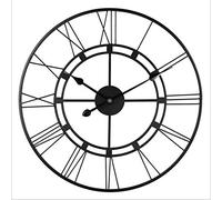 LBRTMED Large Outdoor Garden Wall Clock New Big Roman Numerals Giant Open Face Metal Black wrought iron wall clock-16 inch/40cm