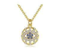 LBRTMED Long Link Chain Pendant Necklace Blue Devil Evil Eye with AAA Cz Stone Paved Round Fashion Jewelry for Women Gifts