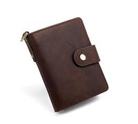 LBRTMED Men Genuine Leather Short Wallet with Zipper Coin Pocket Vintage Big Capacity Male Short Money Purse Card Holder (Color : A, Size : 12 * 3 * 9cm)