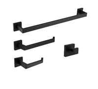 LBRTMED Modern Gunmetal Bathroom Hardware Set Towel Rack Towel Ring Toilet Paper Holder Robe Hook Wall Mounted Grey Accessories Stylish and Functional Upgrade for Your Bathroom Easy Installation Spa