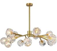 LBRTMED Modern Sputnik Chandeliers Crystal Ball Pendant Light 18 Lights Contemporary Branch Chandeliers Gold Ceiling Light Compatible with Living Room Bar Shop,for Home Decor