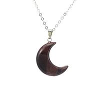 LBRTMED Natural Stone Crescent Moon Necklace Healing Crystal Quartz Reiki Labradorite Earrings Pendant Chain Necklace For Women Girls