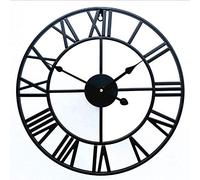 LBRTMED New Big Roman Numerals Giant Open Face Metal Large Outdoor Garden Wall Clock Black wrought iron wall clock-16 inch/40cm