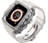 LBRTMED SCHIK Luxury Watch Case Silicone Watch Band Mod Kit，For Series 45mm 44mm 49mm，Titanium Clear Watch Cover And Metal Clasp，For IWatch 8/7/6/5/4/SE Series Modification Upgrade