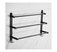 LBRTMED Stainless Steel Wall Mounted Bathroom Shelf Organizer 50 cm Height Bathroom Storage Rack with Towel Holder Space Saving Bathroom Decor Shelf