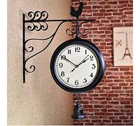 LBRTMED VejiA Wall Clock, Outdoor Hanging und Antique Decorative Retro Garden Time Double Sided Quartz Iron Art
