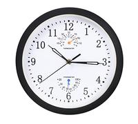 LBRTMED Wall Clocks Bedroom Round Wall Clock Battery Operated Silent Quartz Clocks with Thermometer Hygrometer for Home Decoration Wall Clock Kitchen
