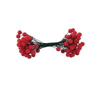 LBS Horticulture Artificial Holly Berry Stems, 100 x 5 Pieces Red Plastic Berries on Flexible Wire for DIY Crafts, Winter Holiday Arrangements