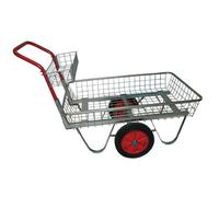 LBS Horticulture Heavy Duty Garden Trolley Cart, 80kg Rust-Proof Steel Dual Tray with Puncture-Proof Wheels - 120D x 60W x 90H centimetres - Electro-galvanised Steel - Red