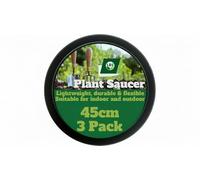 LBS Horticulture Pack of 3 - 45cm Extra Large Plant Pot Saucers Black Heavy Duty | Greenhouse & Large Container Drip Trays - Deep Dish Frost-Resistant Recycled Plastic for Serious Gardeners