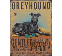 LBS4ALL Black Greyhound Dog Small Metal Hanging Sign Plaque - Gentle Intelligent and Independent