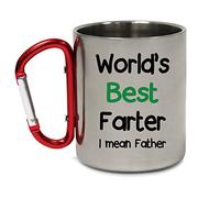 LBS4ALL Worlds Best Farter I Mean Father Dad Mug Dad Birthday Camping Carabiner Mug Cup Birthday Gift Fathers Day 300ml
