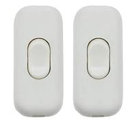 LbsAMP 2 Pack Torpedo Switch 6Amp Inline Cord Switch 2 or 3 Core 6A 250V ON/OFF for Table Lamp or Small Appliance - White