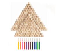 LbsAMP 200Pcs Wooden Cubes Blocks for Craft 1cm Small Natural Pine Wood Building Block for Kids DIY Math Educational Craft Cube with 12 Watercolor Brush Pens for Art & Crafts/Number/Puzzle Toy Games
