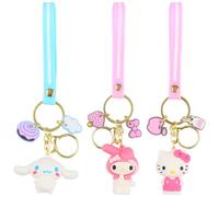 LbsAMP 3 Pieces Anime Cartoon Keychain Set Keyring Cute Kawaii Popularity Fashion Figure Toys Cat Rabbit Dog Cartoon Character Pendant Hanging Anime Birthday Gift For Girls Kids Student Best Frirend