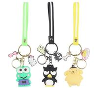 LbsAMP 3 Pieces Anime Cartoon Keychain Set Keyring Cute Kawaii Popularity Fashion Figure Toys Frog Crow Dog Cartoon Character Pendant Hanging Anime Birthday Gift For Girls Kids Student Best Frirend