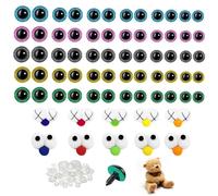 LbsAMP 70 Pieces Plastic Plush Safety Eyes Multiple Colors and Sizes with Glitter Washers for Amigurumi Doll Crochet Toys Teddy Bear Stuffed Toy Safety Eyes Making DIY (Ø 16-30mm)