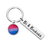 LBSBO BiSexual Jewelry Bi Pride Keychain Bi Pride Jewelry Bisexual Gift Queer Pride Gifts Bi & Badass Keychain (Bi & Badass K)