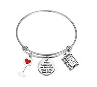 LBSBO Book Club Gifts What Happens In The Book Club Stays In The Book Club Bracelet Book Lady Book Lover Gift (Book Club- Br EU)