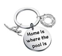 LBSBO Swimming Lover Gift Home is Where The Pool is Keychain Swimming Coach Keychain Swim Team Gift (The Pool is K)