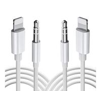 LBSC Auxiliary Cable for iPhone, 3.5mm Aux Cable Compatible with iPhone 14/13/12/11/XS/XR/X/8/7 (White 2pack)