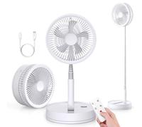 LBSTP Portable Fan Rechargeable 8000mAh Silent - 8.6 Inch Foldable 12dB Oscillating Pedestal Standing Floor Fan with Remote, USB Battery Telescopic Desk Fan for Bedroom Cruise Camping Travel Hospital