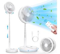 LBSTP Portable Standing Fan with Remote Control, 7.5 Inch Foldable Pedestal Fans, 7200mAh Rechargeable Battery USB Powered Floor Fan, Height Adjustable, 4 Speeds, Quiet Camping Desk for Bedroom