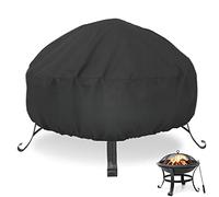 LBTING Fire Pit Cover, 22 inch Cover for 18-22 inch Round Firepit, Waterproof Windproof Dustproof UV-Resistant Heavy Duty Cover for Outdoor Patio Firepit Table - Black
