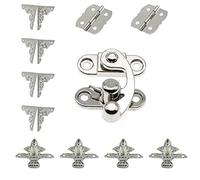 LBTODH 1 Set Antique Zinc Alloy Hasp Latches & Retro Butterfly Engraved Hinges & Corner Protectors Decorative & Box Legs Feet Kit with Matching Screws for Jewelry Box(Silver)