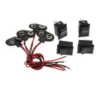 LBTODH 4SETS On/Off Mini Rocker Switchs AC 6A 250V 2 Pin with 9V Battery Clip Connector