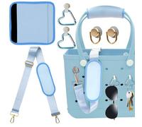 LBU Strap for Bogg Bag Accessories with Neoprene Handle Wrap, Detachable Shoulder Pad, 2Pcs Key Holders Adjustable Crossbody Shoulder Strap Wrap for XL/Medium/Small Rubber Tote Beach Bog Bags