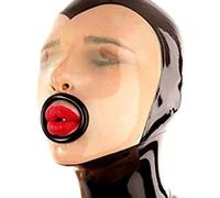 LBUZHOY Latex Hood All Inclusive Rubber Hood Transparent Face for Party with Back Zipper Cover Your Eyes Open Mouth(Size:M-65CM)
