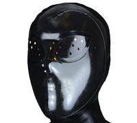 LBUZHOY Latex Hood Handmade Rubber Head Mask Small Holes on the Eye for Cosplay Halloween with Back Zipper(Size:XL-70CM)