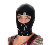 LBUZHOY Latex Hood Rubber Head Mask Elastic Breathable Handmade Exposed Eye Back Zipper for Unisex Cosplay(Size:L-68CM)