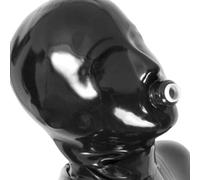 LBUZHOY Sexy Black Latex Hood Adult BDSM Rubber Hood with Back Zipper for Fetish Role Play Decoration Halloween(Size:L-68CM)