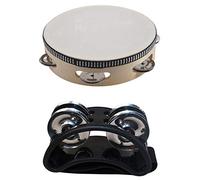 Lbvzxkad 1 Pcs 7 Inch Musical Tambourine Drum Round Percussion Gift & 1 Pcs Percussion Foot Tambourine With Metal Jingles, Black