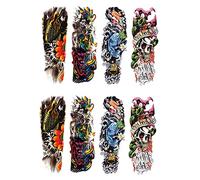 Lbvzxkad 8Pcs/Lot Waterproof Temporary Tattoos Fish Skull Color Full Arm Mechanical Pattern Tattoos Sticker 48X17cm (17-20)