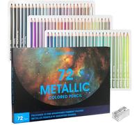 LBW 72 Metallic Colored Pencils for Adult Coloring, Soft Core Coloring Pencils with Vibrant Color, Ideal for Artists Drawing Blending Sketching