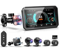 LBW Motorcycle Carplay Screen with HD 1080P Dual Dash Cam, Wireless Car Play and Android Auto, 6" Waterproof Navigation Touchscreen, Quick Takedown & Magnetic Mount, Loop Recording, Wired Controller