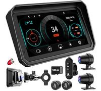 LBW Motorcycle Carplay Screen with HD 1080P Dual Dash Cam, Wireless Car Play and Android Auto, 6" Waterproof Navigation Touchscreen, Quick Takedown & Magnetic Mount, Loop Recording, Wired Controller