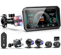 LBW Motorcycle Carplay Screen with HD 1080P Dual Dash Cam, Wireless Car Play and Android Auto, 6" Waterproof Navigation Touchscreen, Quick Takedown & Magnetic Mount, Loop Recording, Wired Controller